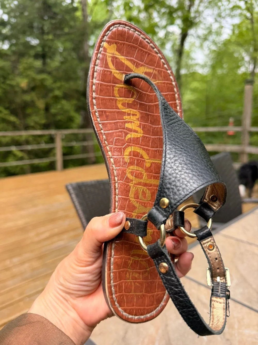 Sam Edelman Black Leather Greta Women's Sandals Size 8 - Picture 7 of 8